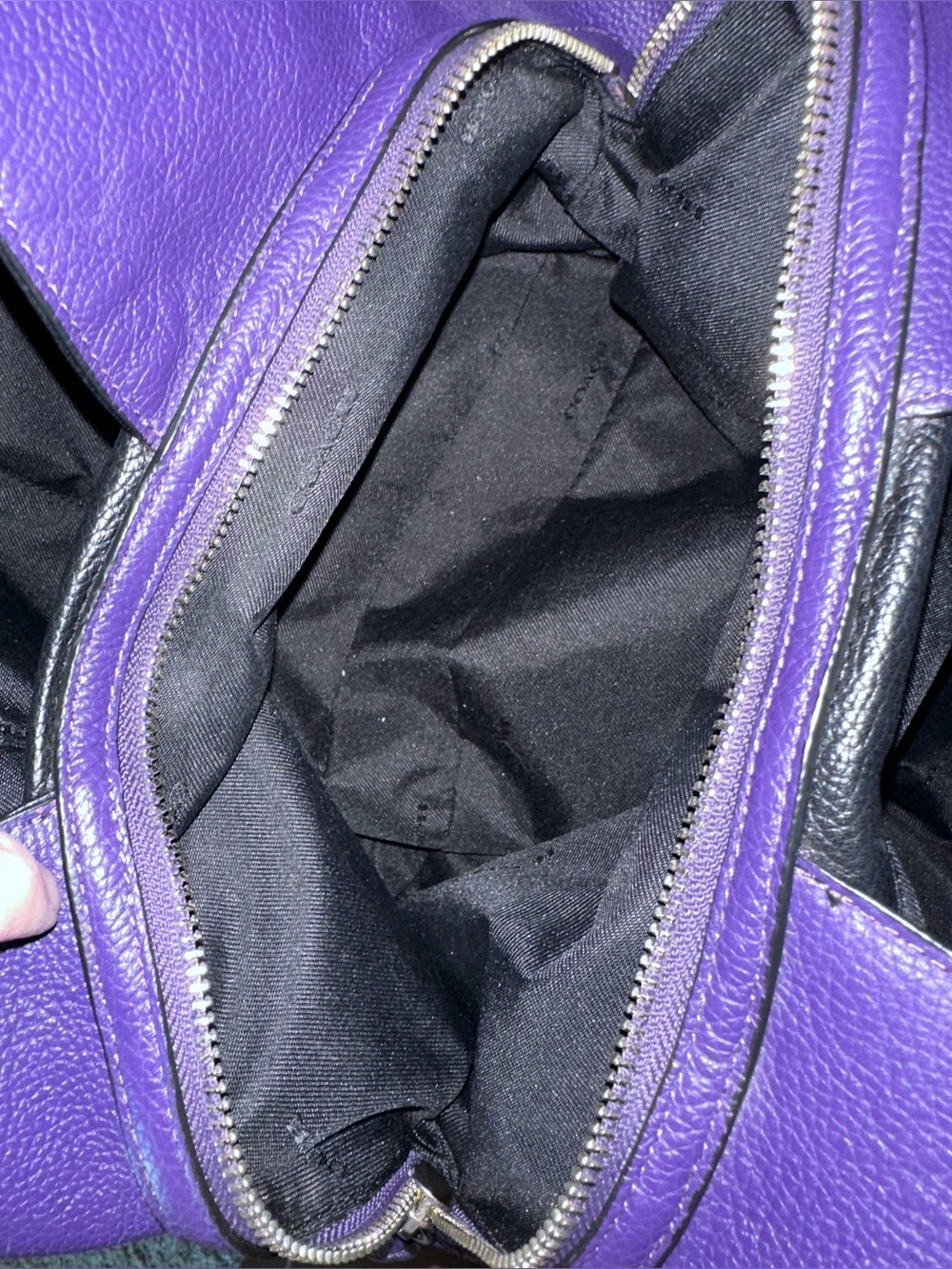 Coach Edie 31 Purple Pebbled Leather Shoulder Bag 3 Compartment Tote - Picture 10 of 13